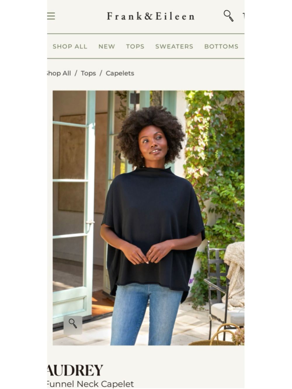 Frank & Eileen Audrey Navy Funnel Neck Capelet Top Size One Size OS New